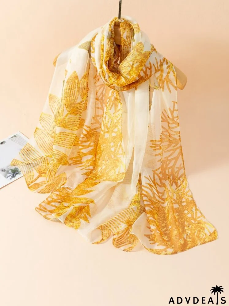Butterfly & Leaf Print Scarf