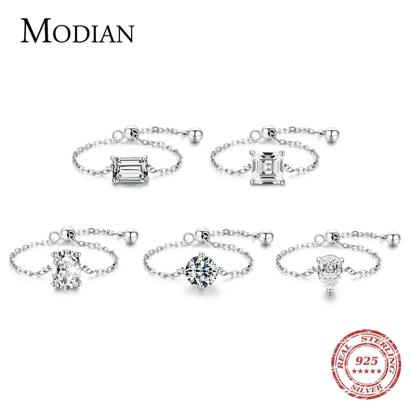 5 Style 925 Sterling Silver Adjustable Rings For Women Wedding Jewelry