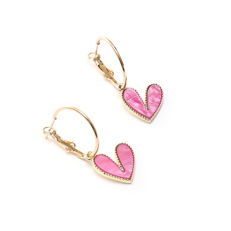 Women Heart Alloy Electroplating Stud Earrings