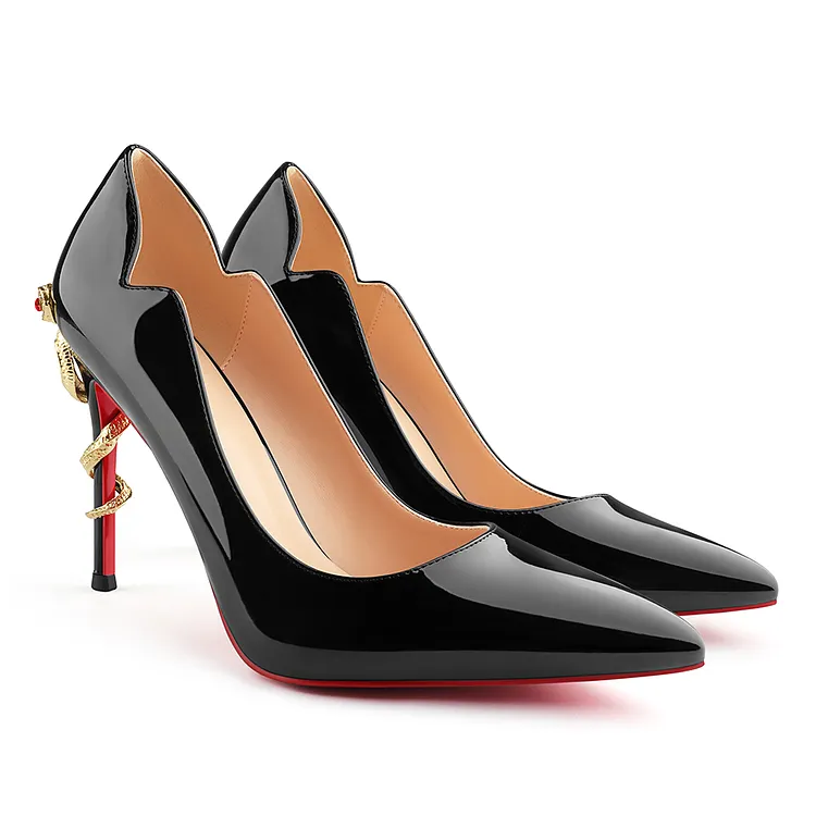 100mm High Heels Party Daily Red Bottom Pumps Special Snake Heels Wedding High Heels VOCOSI VOCOSI