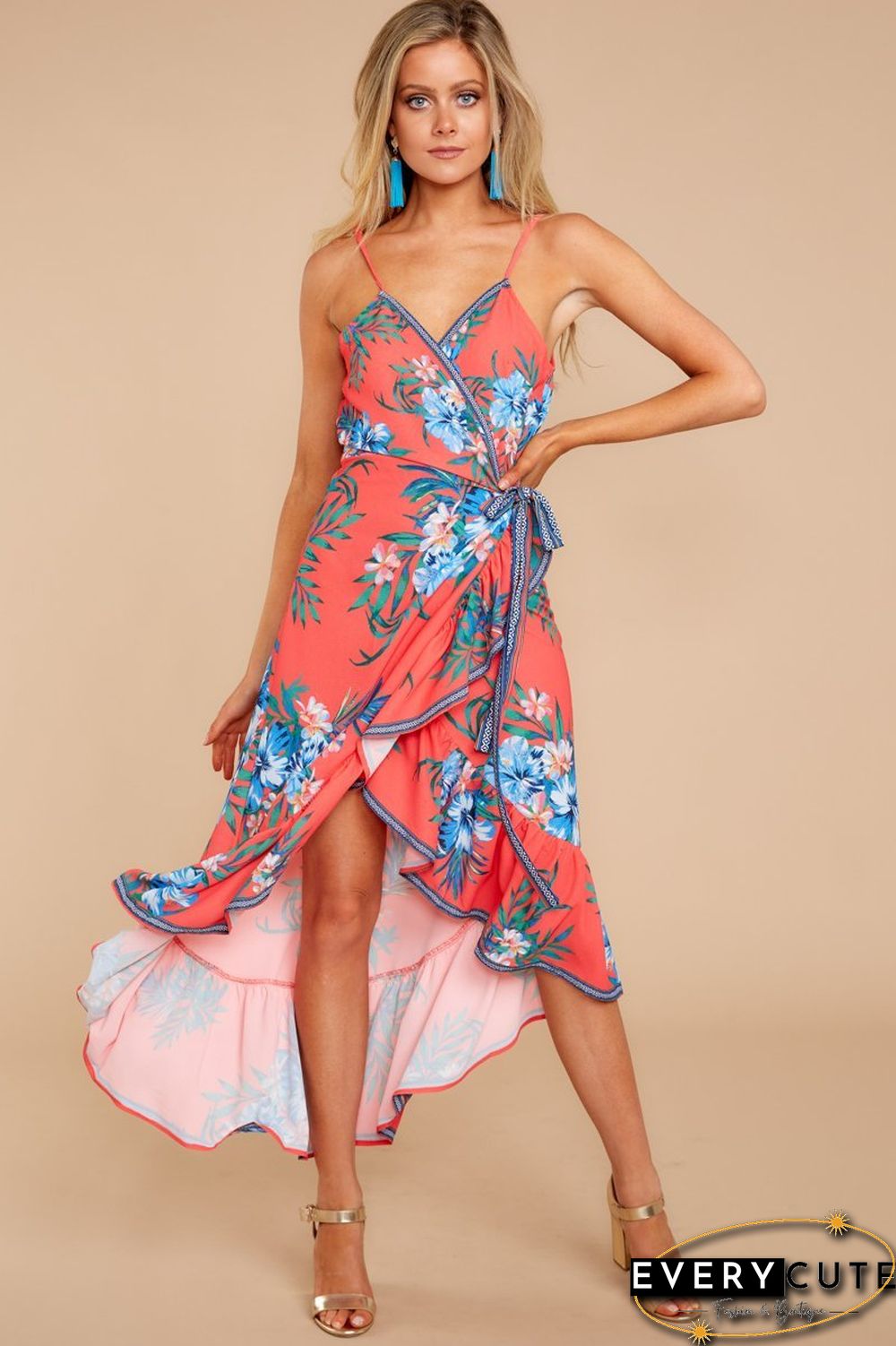 Long Way Home Tropical Print Dress