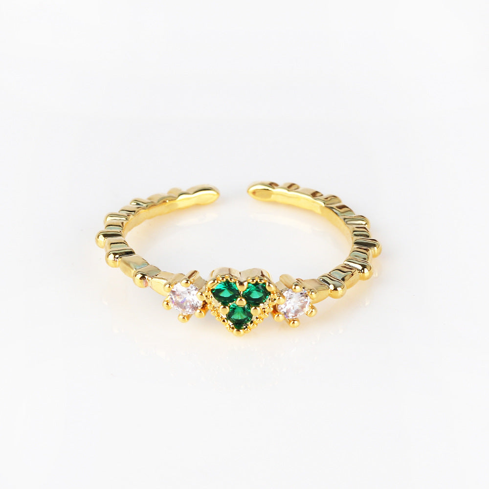 IG Style Women Crown Heart Circle Copper Electroplating Rings