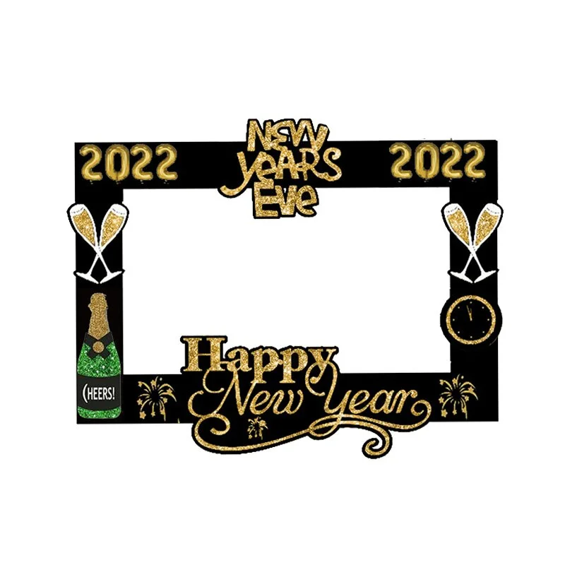 2022 Happy New Year Gold Number Foil Balloons Paper Banner Navidad New Year Eve Christmas Party Decoration Cupcake Toppers