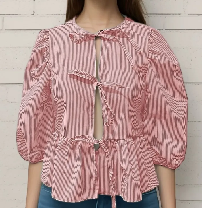 Brownm Brownm Women's Clothing New Fashion Loose Long-Sleeved Plaid Love With Shirt Women
