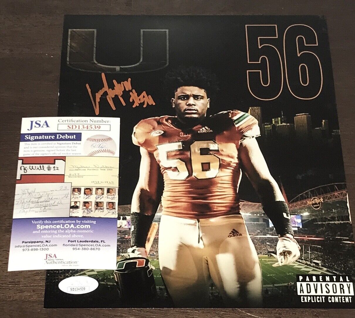 Leonard Taylor Signed Autographed 8x10 Photo Poster painting Miami Hurricanes JSA N1