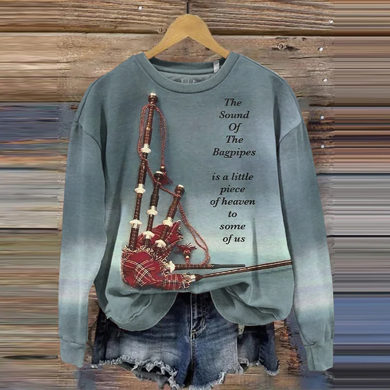 Scotland Print Crew Neck Long Sleeve Sweatshirt