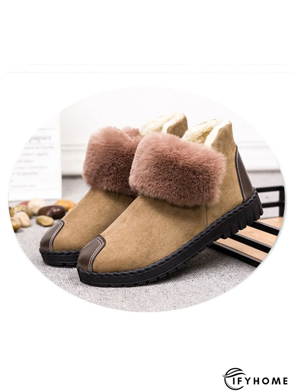 Casual Anti-collision Stitching Plush Warm Snow Boots | IFYHOME