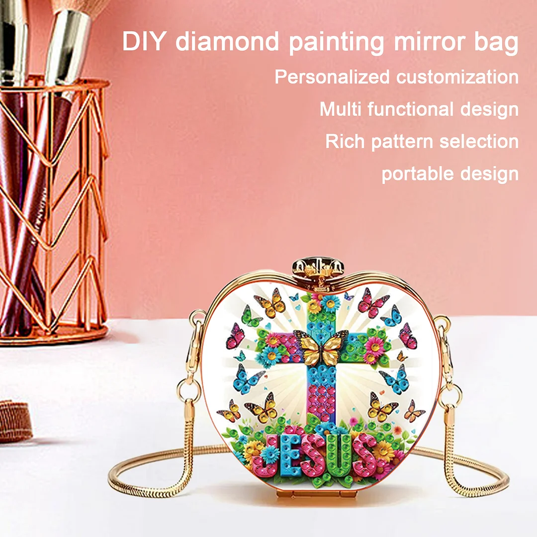Cross DIY Acrylic Love Art Diamond Painting Coin Purse with Chain for Women Girl