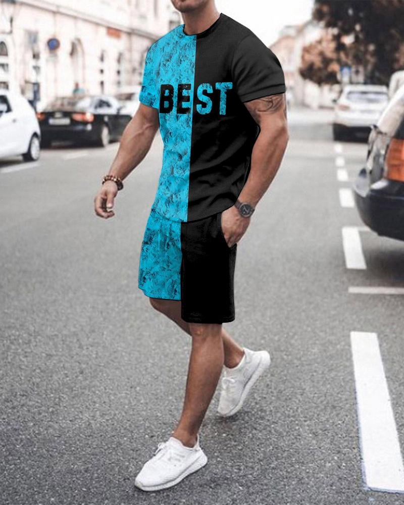 Casual Men's Blue-black Contrast Fashion Suit