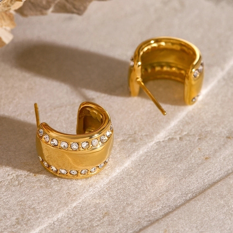 1 Pair Casual Minimalist Classic Style C Shape 304 Stainless Steel Earrings