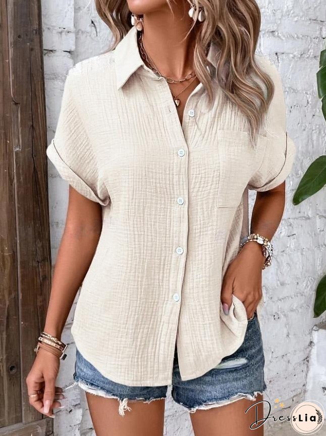 Women's Shirt Solid Color Casual Dolman Sleeve Blouses