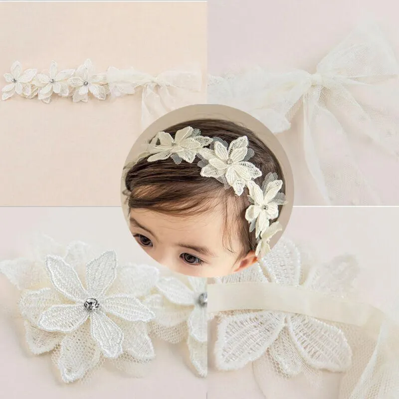 Kids Baby Infant Princess Lace Flower Headband Girl Hair Band Headwear Accessories For 0-3Years