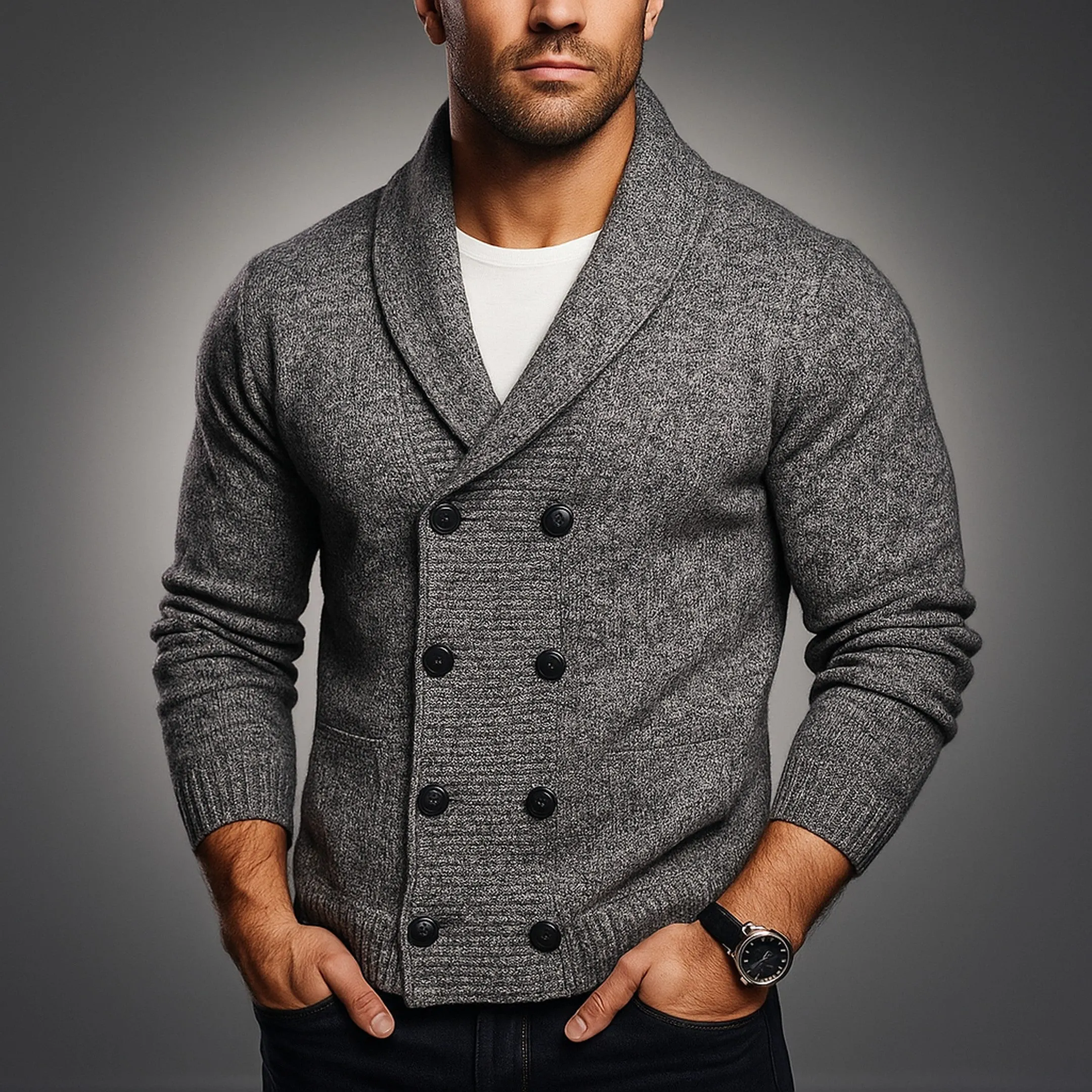 Men's Double-Breasted Shawl Collar Cardigan &ndash; Smart Layering