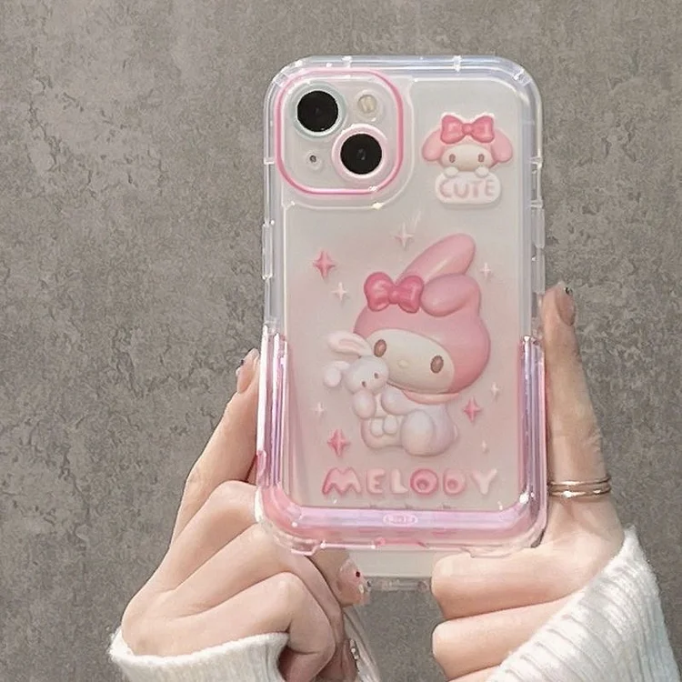 Cute Cartoon Sanrio Hello Kitty MyMelody With Luxury Bracelet Clear Phone Cases For iPhone 15 14 13 12 11 Pro Max Cover Y2k Girl
