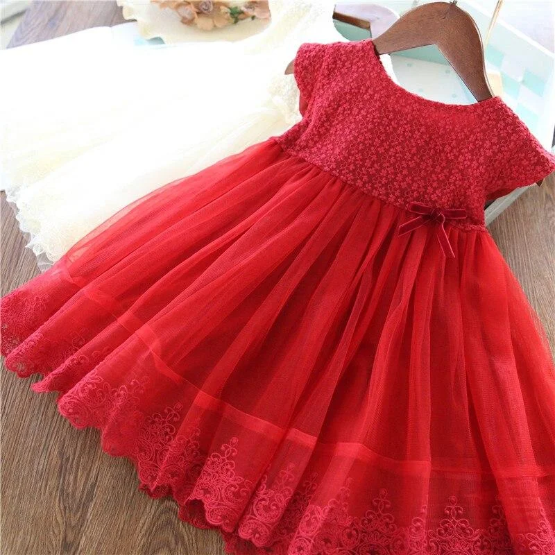 2021 Summer New Girls Dress Flower Embroidery Birthday Party Dresses 3-8 Years Old Kids Girl Princess Prom Gowns Event Frocks
