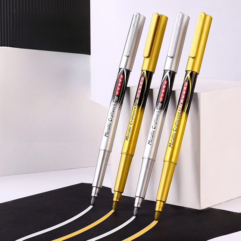High-gloss Metal Pen Gold And Silver Marker Pen DIY Craft Marker Pen Signature Invitation Paint Pen Waterproof Does Not Fade