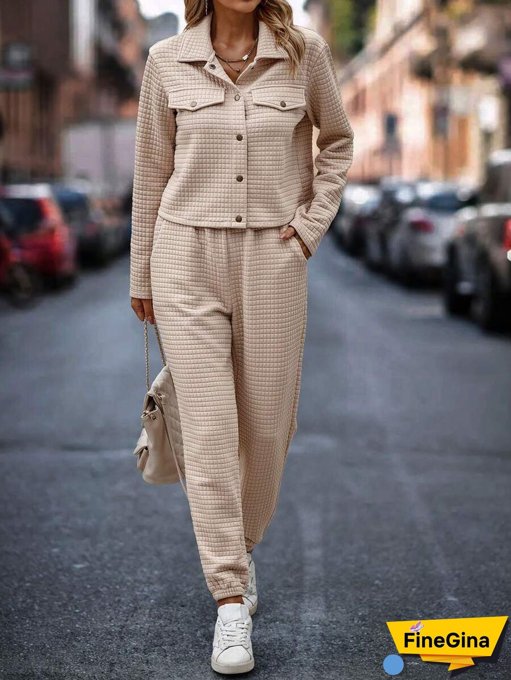 Apricot Long Sleeve Two Piece Set