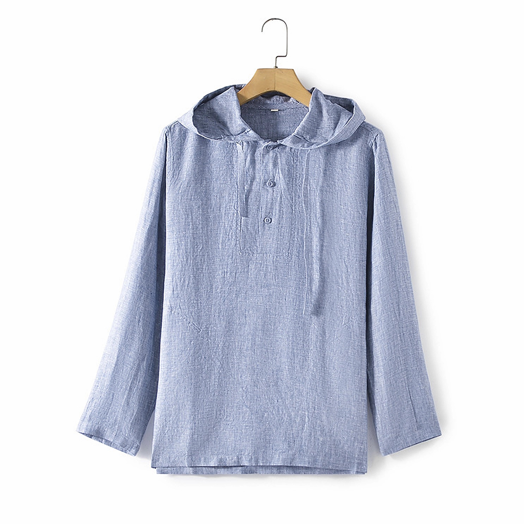 100% European Linen Men's Loose Hoodie REAL SILK LIFE