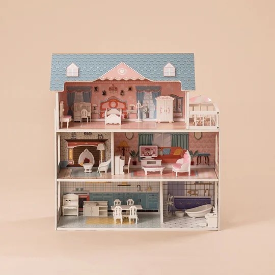 ROBUD Wooden Dollhouse for Kids Girls, with Furniture WDH01	 | Robotime Online