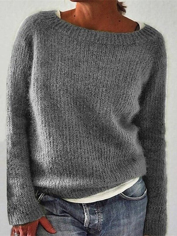 Women's Sweater Pullover Knitted Solid Color Knit Tops