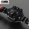 AMK RC Axle Metal Front and Rear Portal Axle with Protector for 1:10 RC Crawler Car Axial SCX10 & SCX10 II 90046 90047 Upgrade Parts(Black,2pcs)