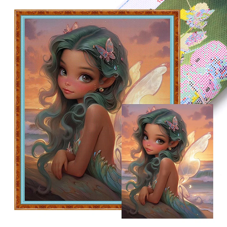 『YiShu』Flower Fairy Girl  - 11CT Stamped Cross Stitch(50*60cm)