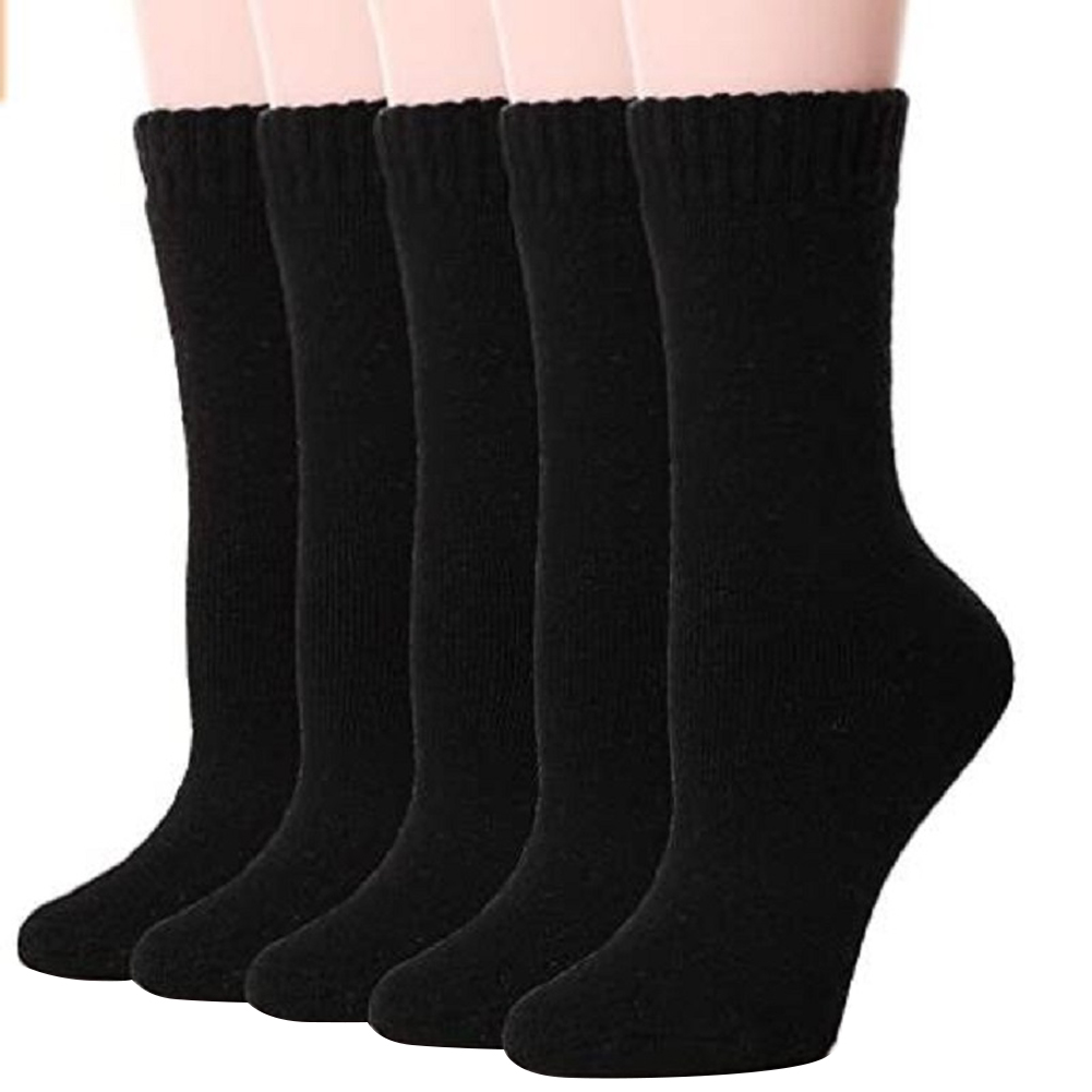 

Men Fleece Socks Solid Color Office Thicked Mid-calf Socks (5pair Black), 501 Original