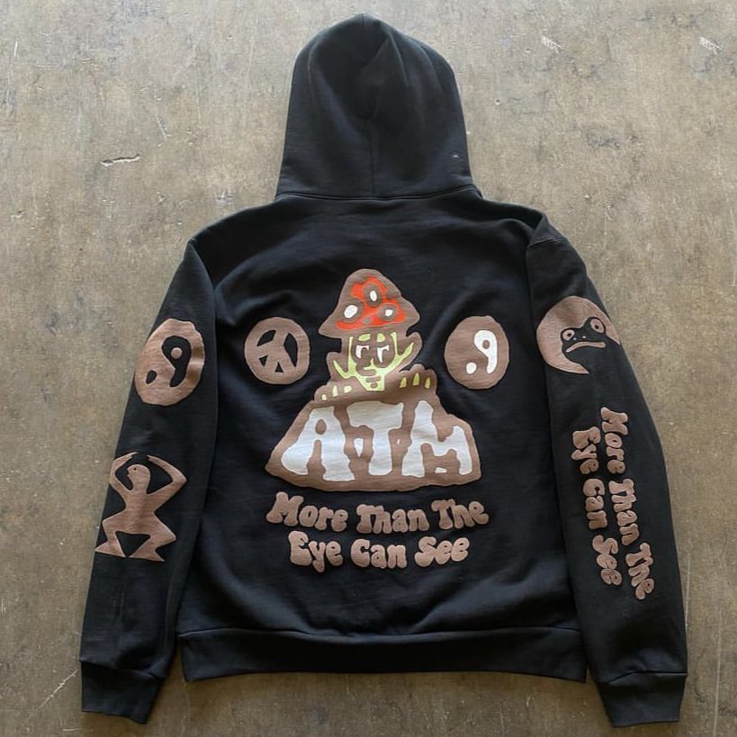 Fashionable personality printed hoodie men
