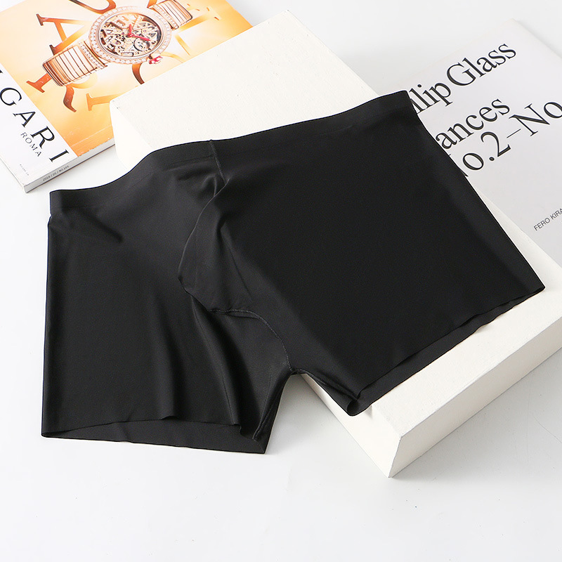 New solid color ice silk underwear men's seamless breathable gun egg separation quick-drying boxer briefs