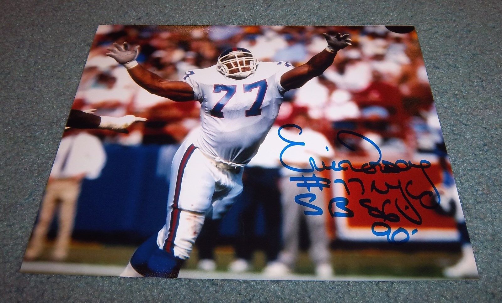 NY Giants Eric Dorsey Signed Autographed 8x10 Photo Poster painting Super Bowl Champs COA A