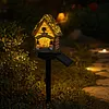 Solar Fairy-Tale Mushroom Cottage Garden Light Auto On/Off Mushroom House Statue Lawn Lights Weather-Proof Resin Mushrooms Ground Decor Lights for Yard Patio Pathway Lawn Flower Bed