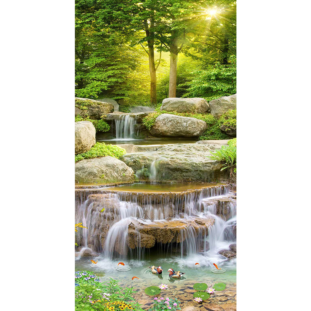 Forest Waterfall 40*80CM(Canvas) Full Round Drill Diamond Painting gbfke