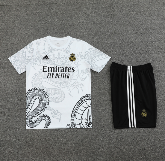 24/25 Real Madrid Training Kit Short Sleeve White Football Shirt Thai Quality