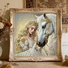 Pearl White Horse 5D DIY Diamond Art Painting Kit Partial Drill 30x30cm