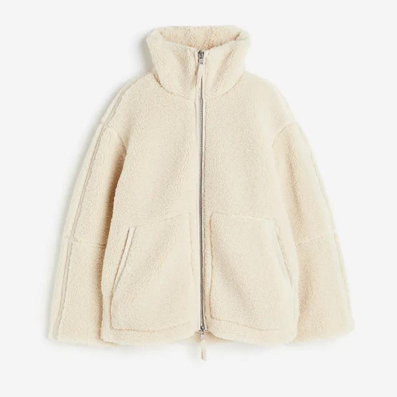 Winter Fashion Fluffy Cashmere Outdoor Zipper Jacket
