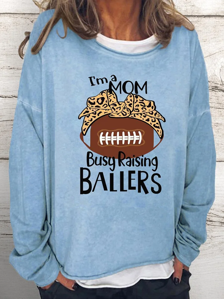 Cheetah Busy raising ballers football Women Loose Sweatshirt-Annaletters