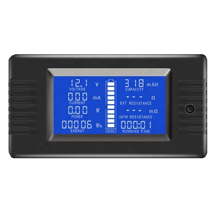 Battery Test Monitor 200V Volt Current Capacity Residual Current Monitoring Electric Meter Battery Powered LCD Monitor