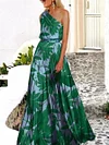Floral Printed One-Shoulder Maxi Dresses