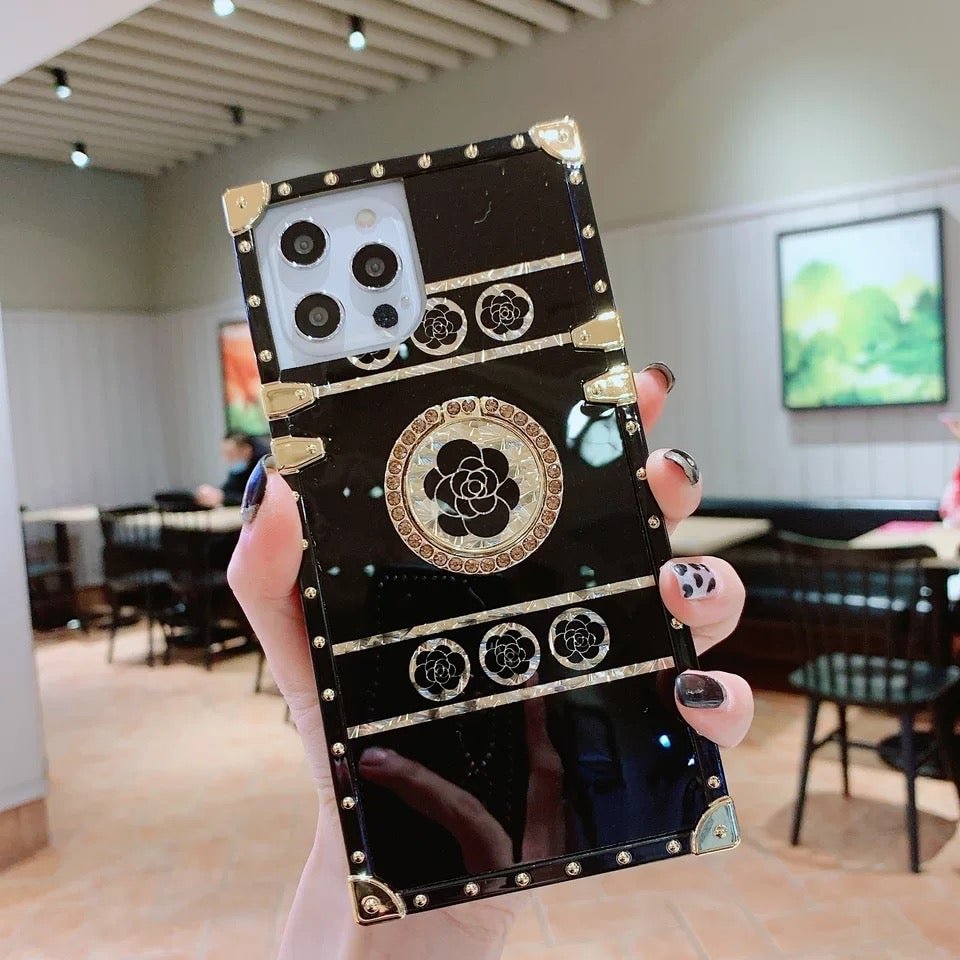 Luxury Bling Square Phone Case with Ring Holder