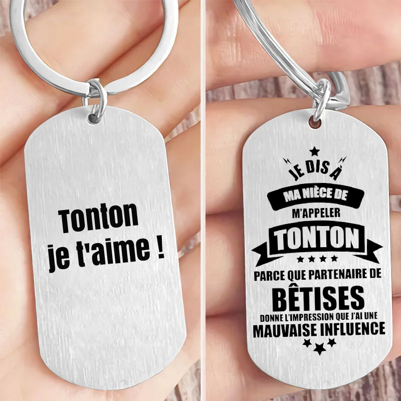 À mon Tonton-Porte-Clés 1 Texte Personnalisé