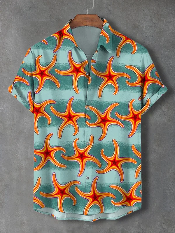 Men's Starfish Pattern Art Print Shirt