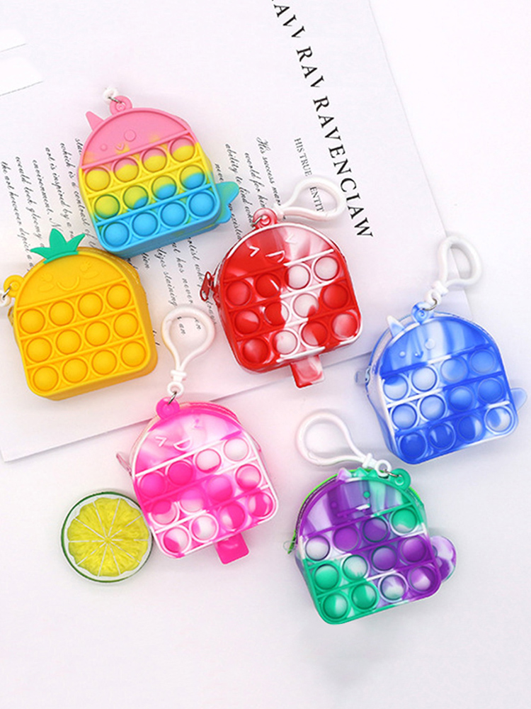 

Keychain Coin Purse Silicone Push Bubble Toy Fingertip Decompression Crafts, 501 Original