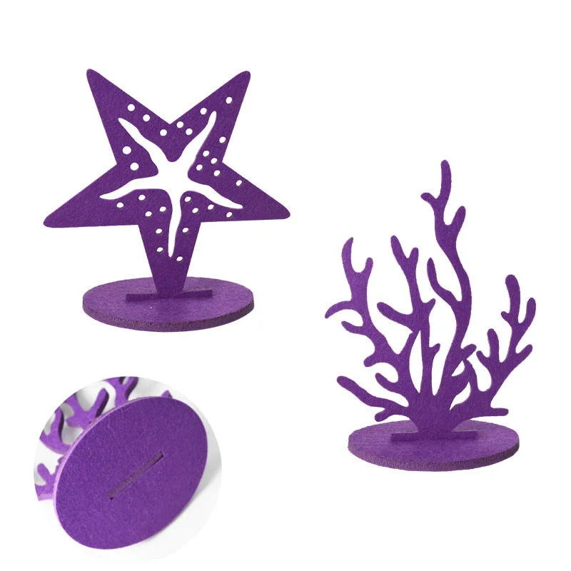 2Pcs Little Mermaid Theme Party Decorations DIY Felt Coral Table Ornament Under the Sea Girl Birthday Party Supplies Baby Shower