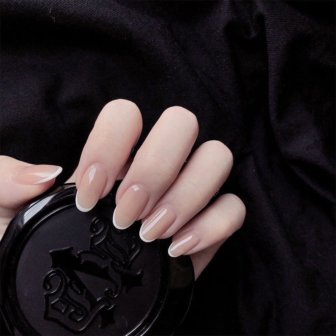 24pcs/Set short ballet Blue sky white clouds Pattern Square Fake Nails Full cover Fake Nails Glue DIY Manicure Nail Art Tools