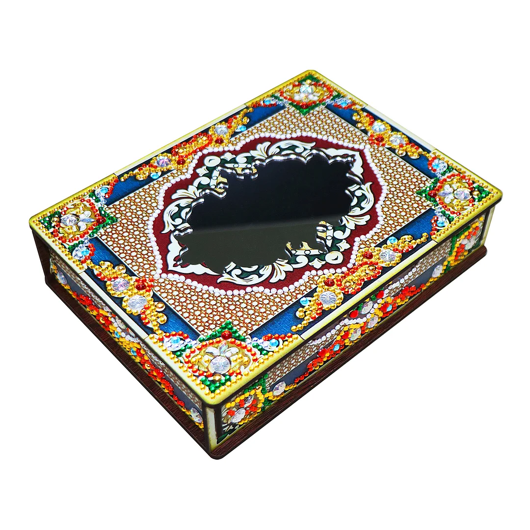 New Diamond Mosaic Set Wooden Box With Mirror Diamond Painting Jewelry Storage Box Diamond Embroidery Diy Girl Birthday Gift