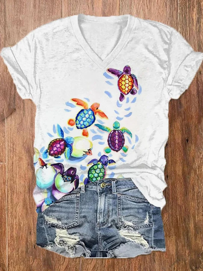 🔥Buy 3 Get 10% Off🔥Women's Summer Sea Turtle Print Tee