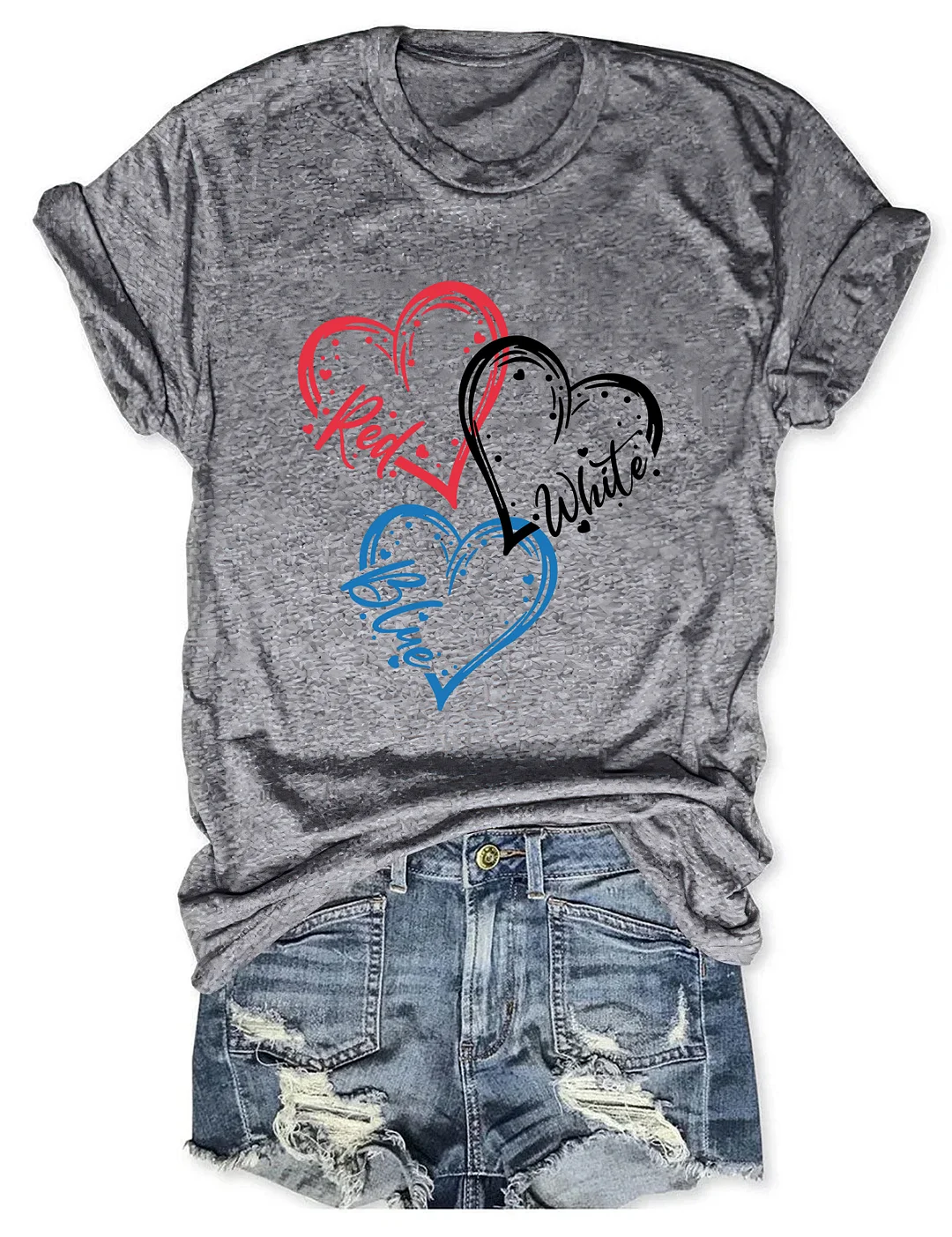 Heart Red White Blue 4th Of July T-shirt
