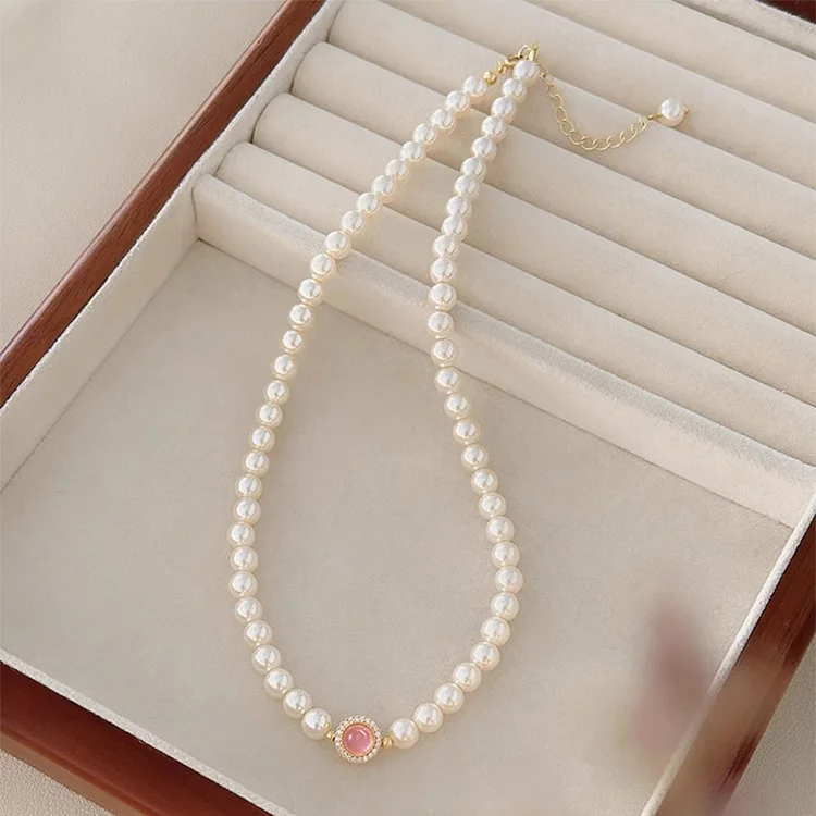Resin Zircon Pearl Necklace