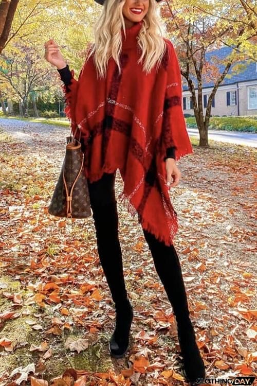 Stripe Tassel Loose High Collar Sweaters