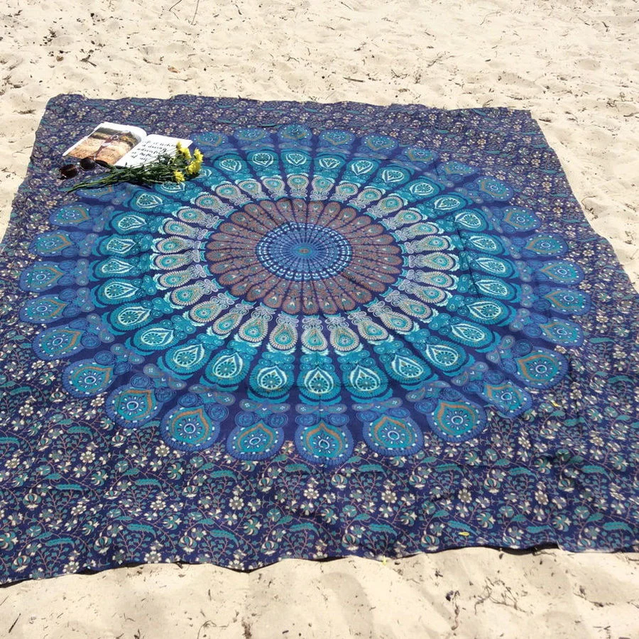 210x150cm Portable Movable Boho India Mandala Chiffon Tapestry Wall Hanging Bed Manta Beach Towel 3 Colors